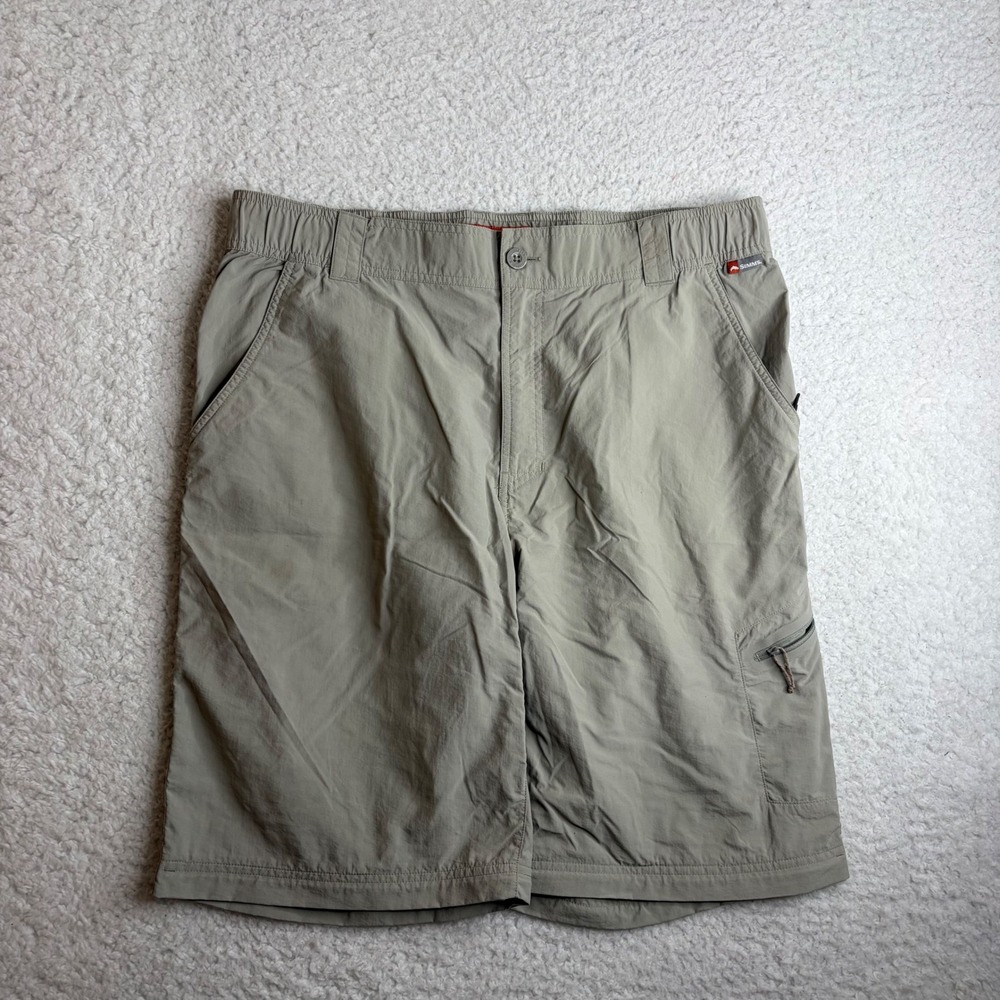 Simms Fishing Guide series Mens XL Tan Khaki Cargo utility Shorts outdoors 36884